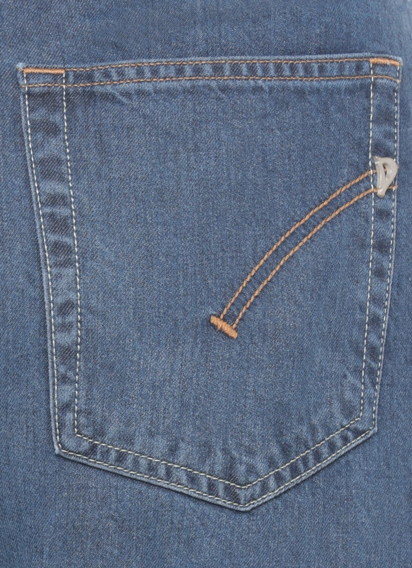 Dondup Blue Amber Leather Tab Denim Jeans