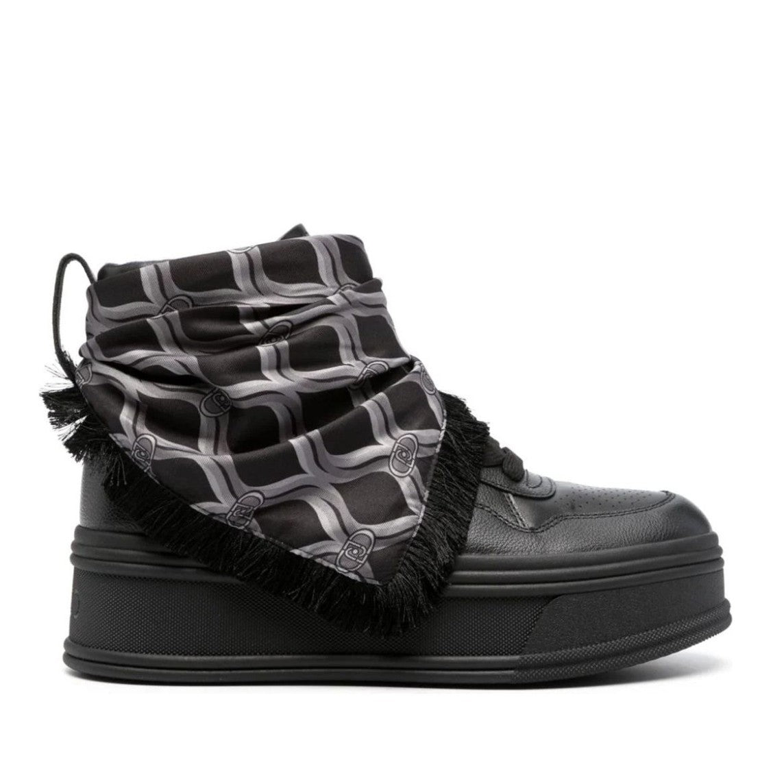 Liu Jo Black Selma 02 Leather Fringed Scarf Boots
