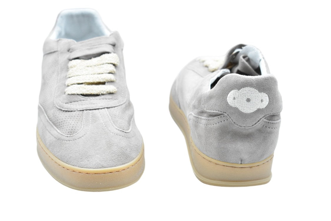 Soldini Blue Suede Round Toe Laced Sneakers