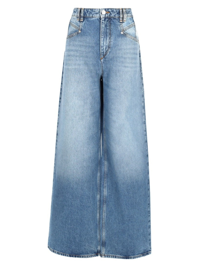 Isabel Marant Lemony Wide-Leg Cotton Denim Pants