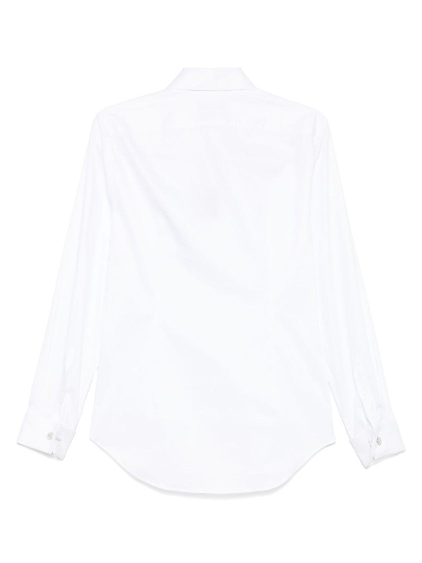 Corneliani Concealed Button Closure White Cotton Shirt