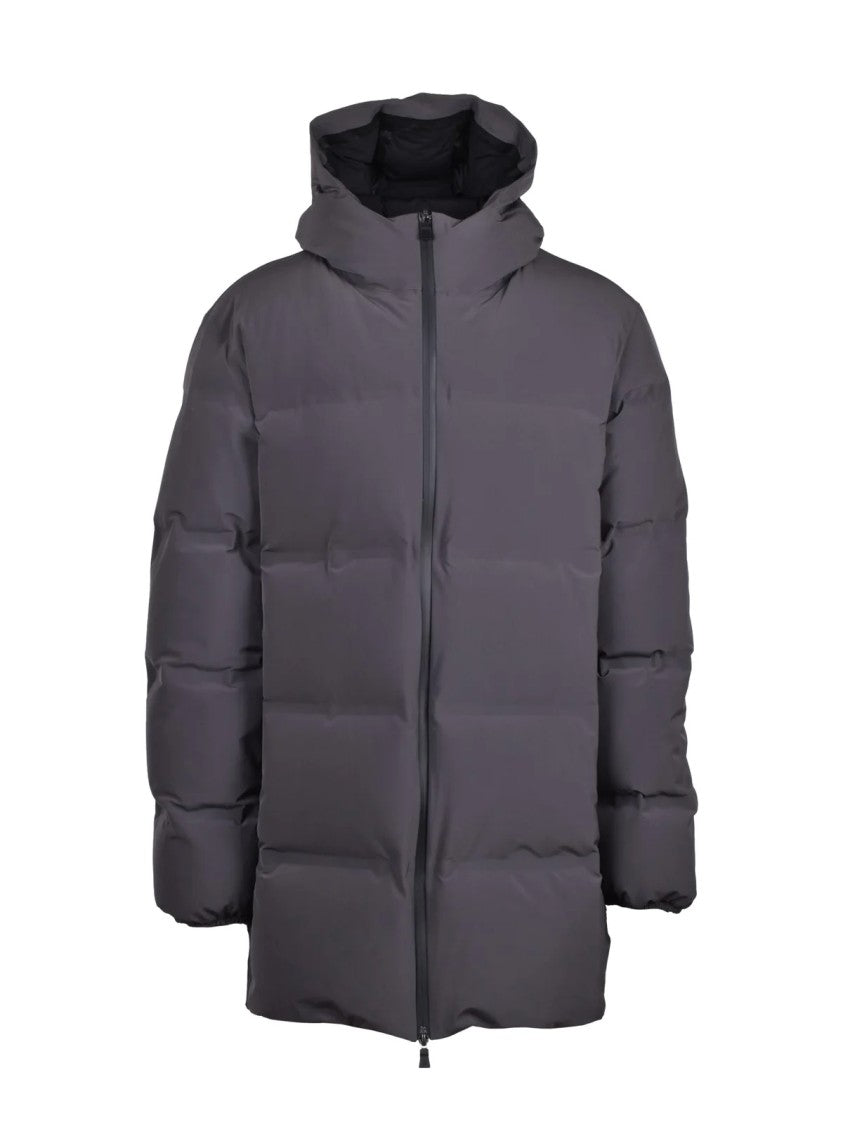 Herno Padded Long Down Jacket With High Collar And Attached Hood