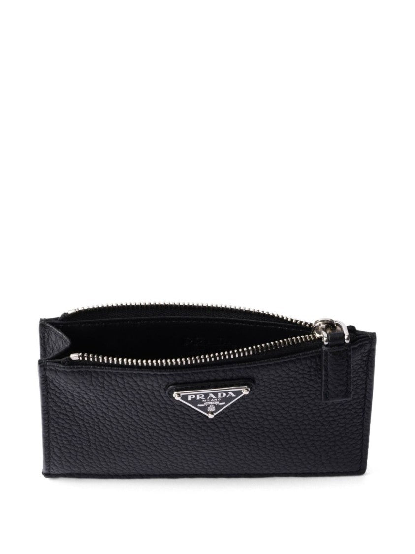Prada Rectangular Zippered Wallet With Triangular Logo Plaque