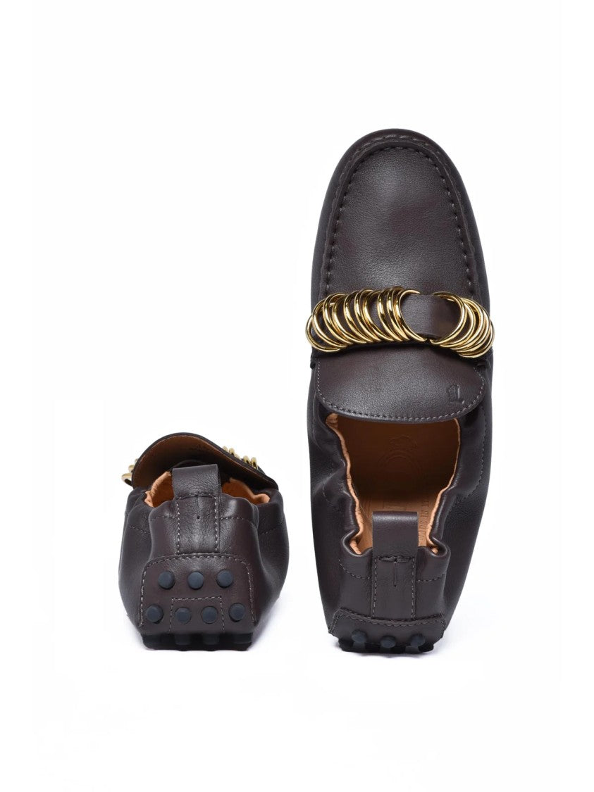Tod's Brown Pebble-Sole Leather Loafers