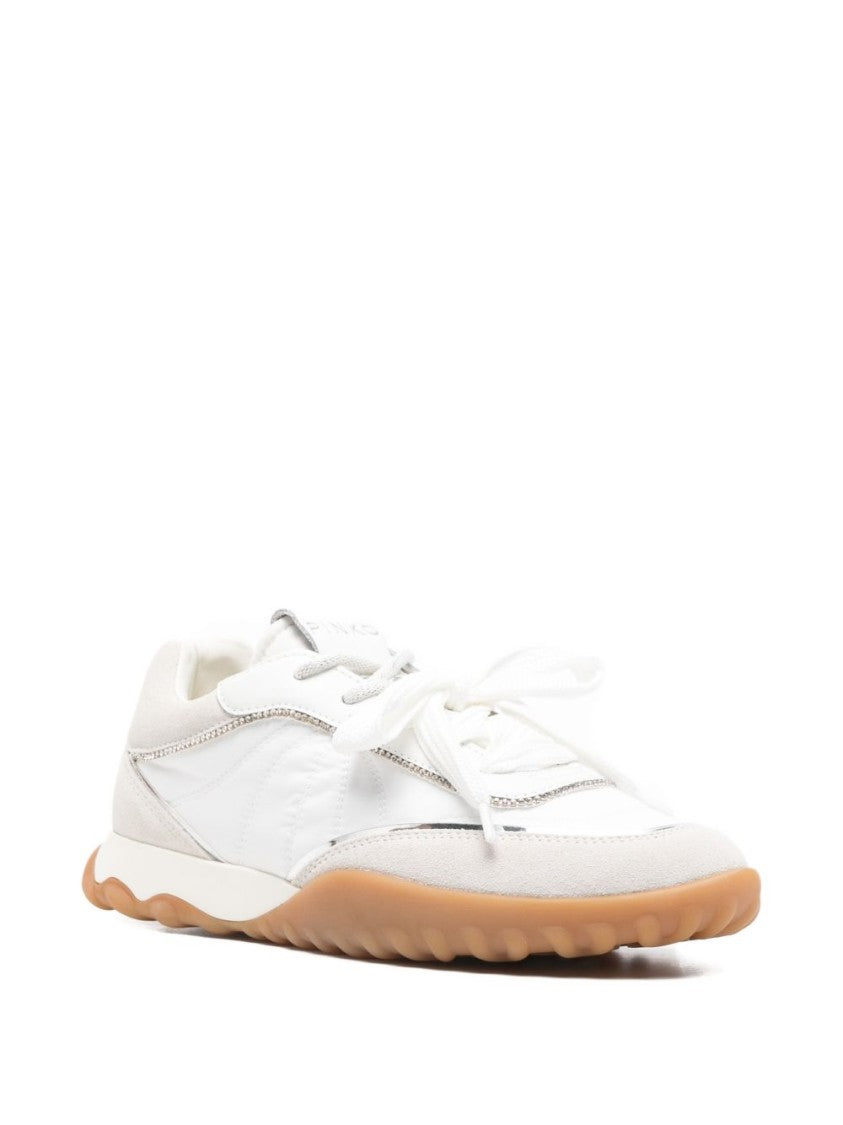 Pinko White Sneakers With Smooth And Textured Panels