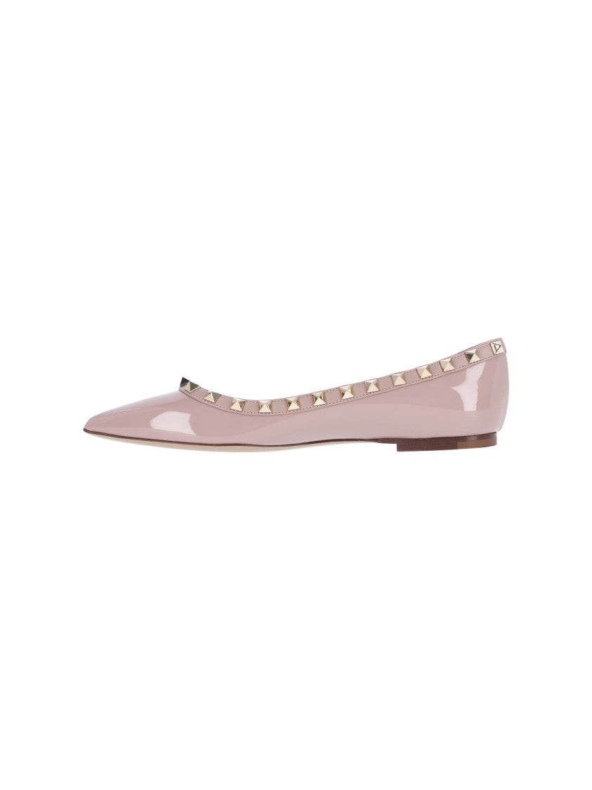 Valentino Garavani Pink Rockstud Patent Leather Pointed Flats