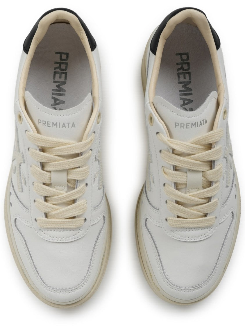 Premiata Off-White Micol Leather Tonal Branding Sneakers