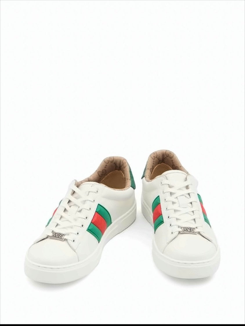 Gucci Leather Low-Top Sneakers With Bold Stripes