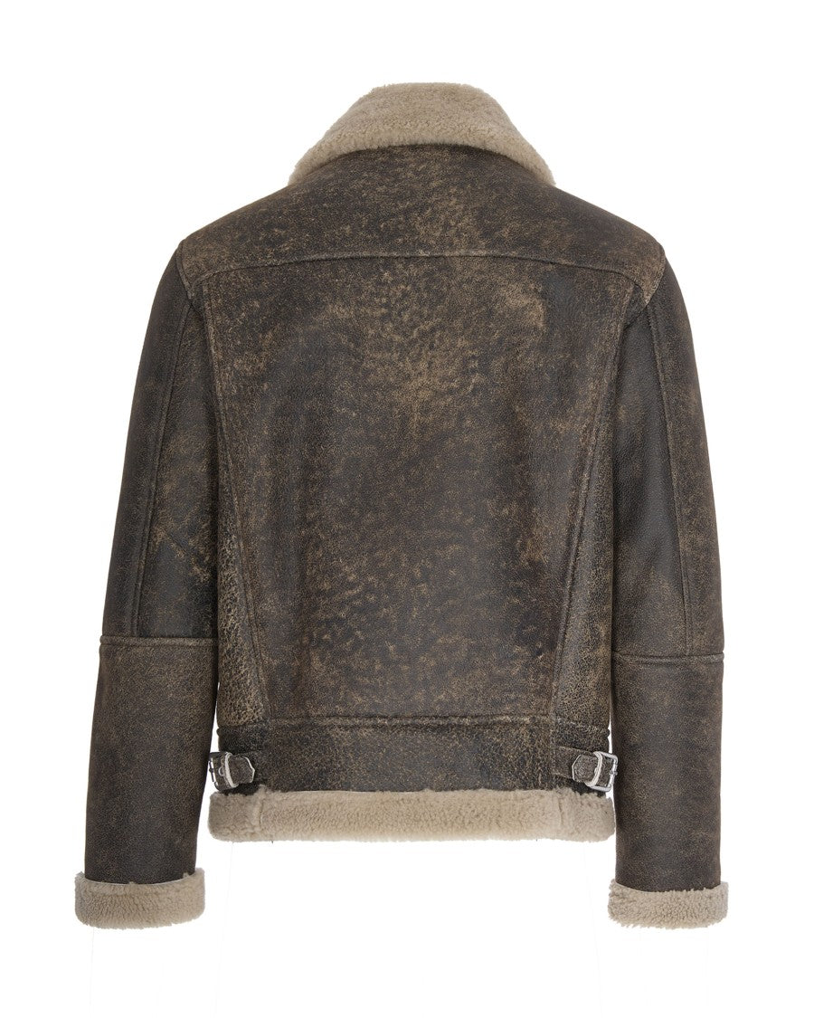 D-Four Giubbino Shearling In Suede Sand