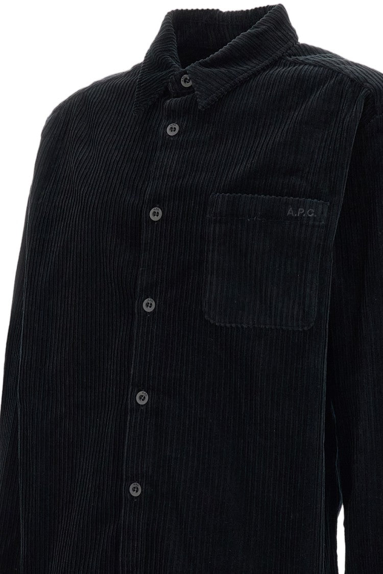 A.P.C. Black Mateo Logo Cotton Corduroy Overshirt