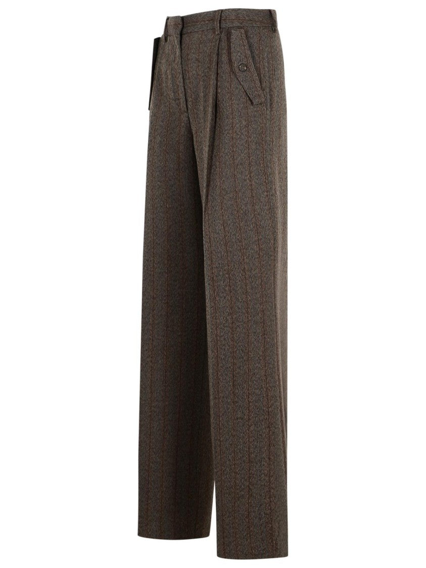 Golden Goose Pinstripe Pants In Brown Virgin Wool