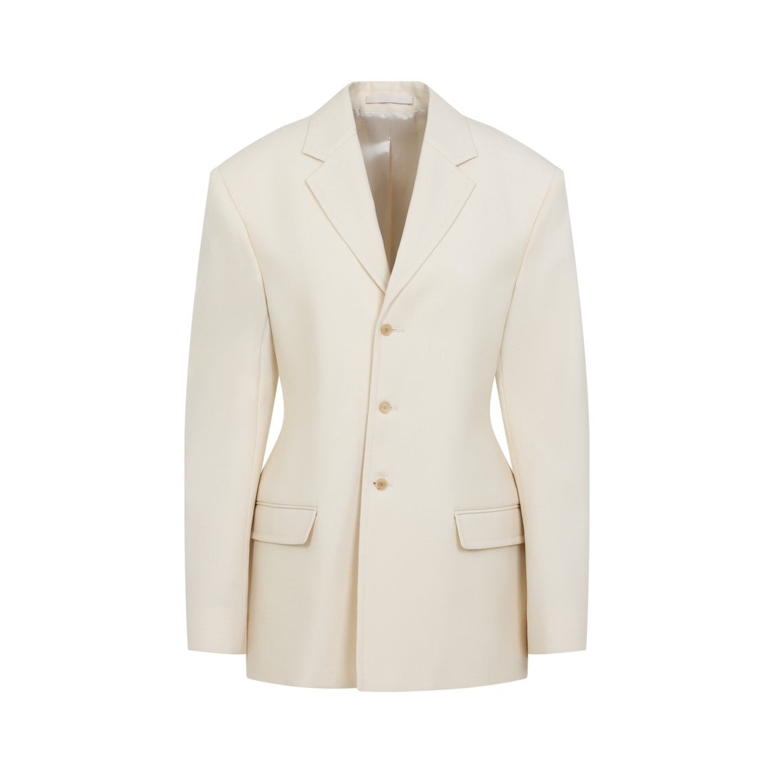 Carven Parchment White Wool Blazer With Notched Collar