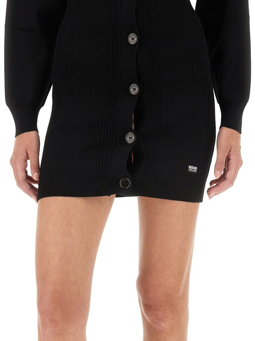 Moschino Ribbed Mini Dress With Button-Down Front