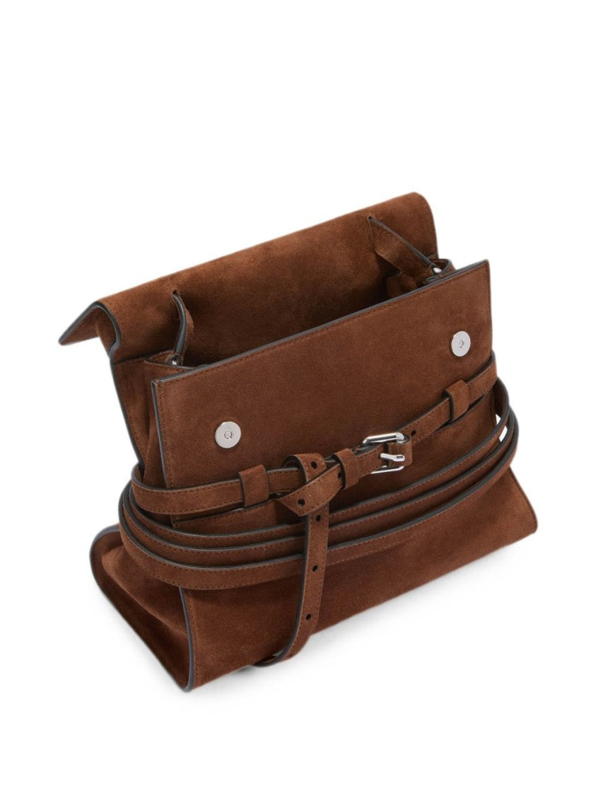 Moschino Brown Suede Layered Strap Handbag