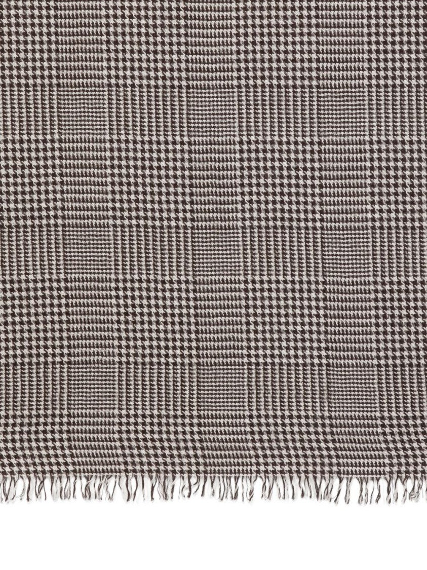 Faliero Sarti Checkered Rectangular Beige Scarf