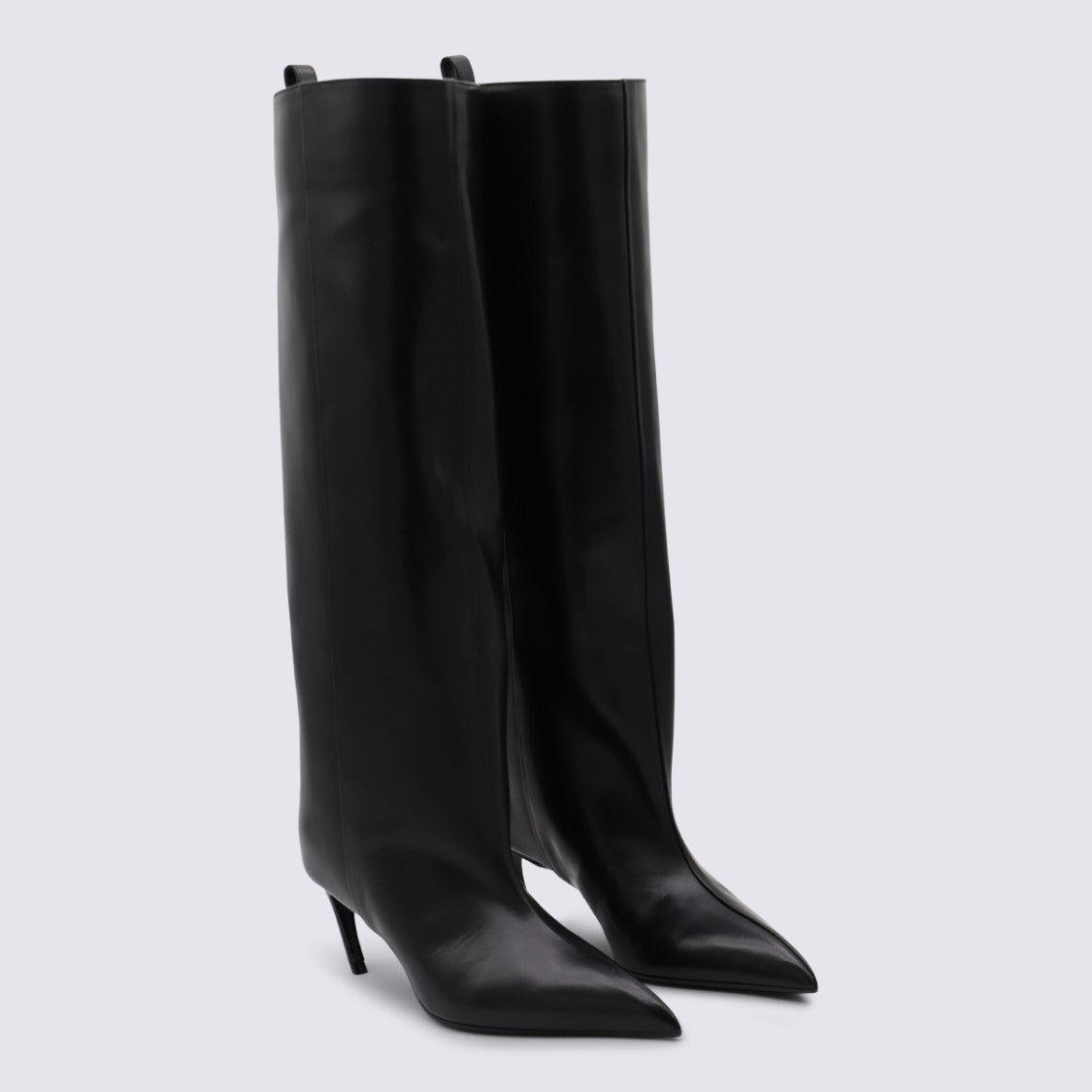 The Attico Knee-High Pointed Toe Boots With Curved Kitten Heel