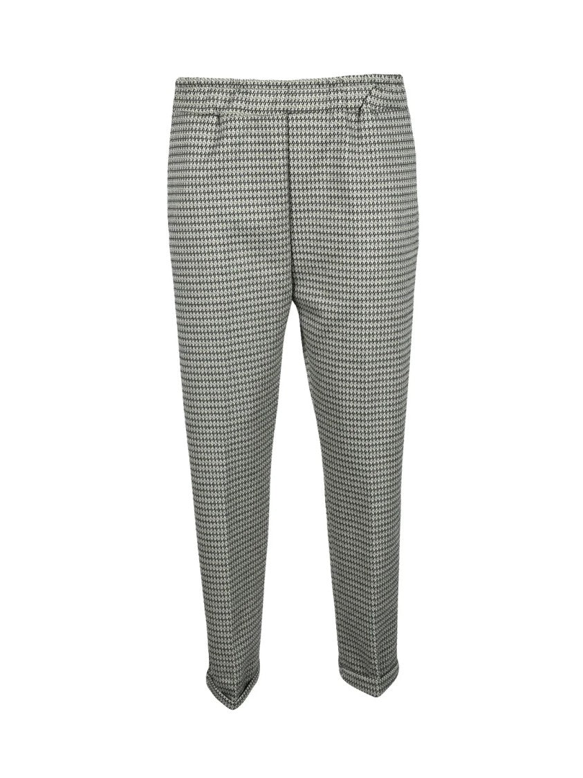 Think Cropped Tapered Pants With Subtle Houndstooth Pattern