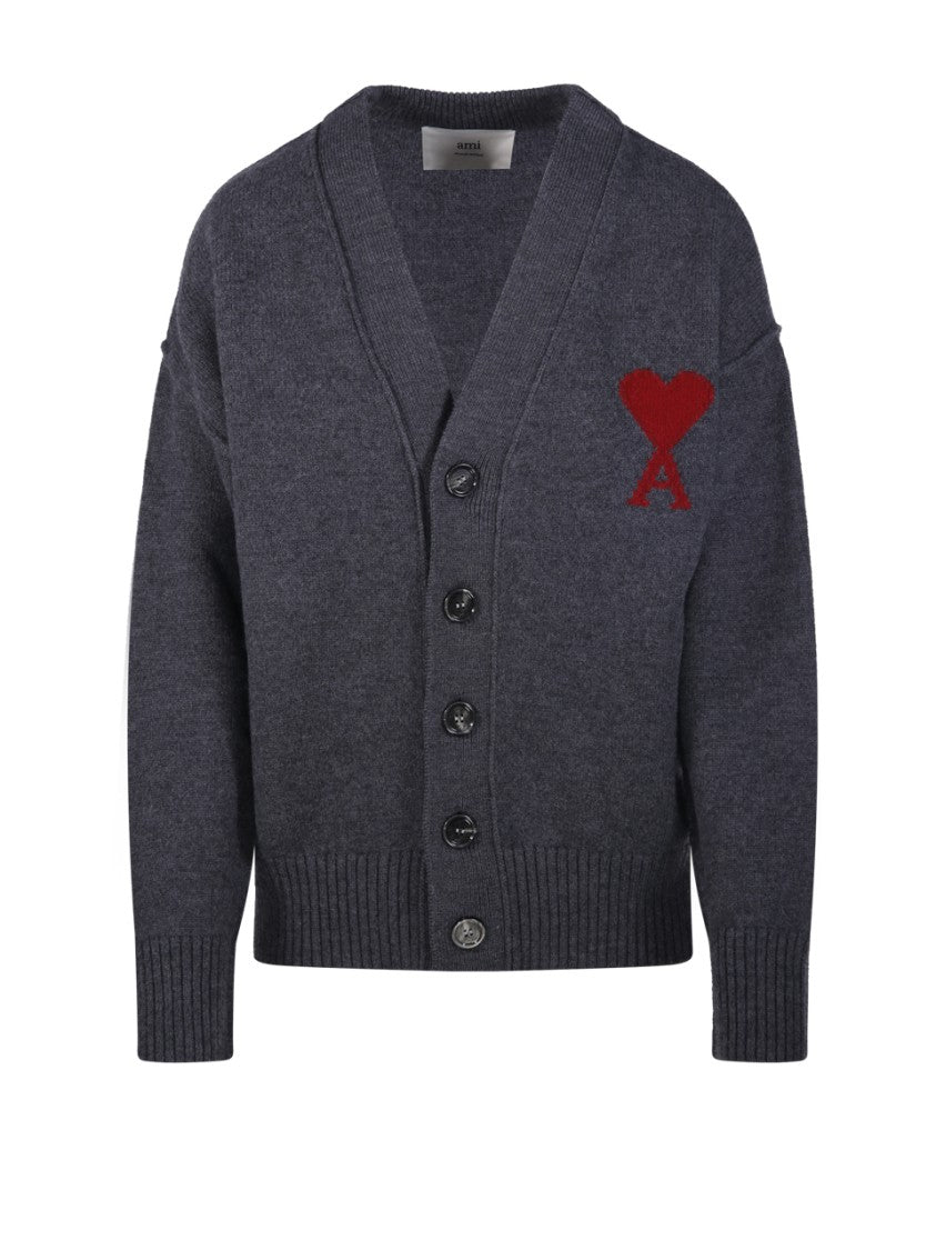 Ami Adc Cardigan V Neck Felted Merino