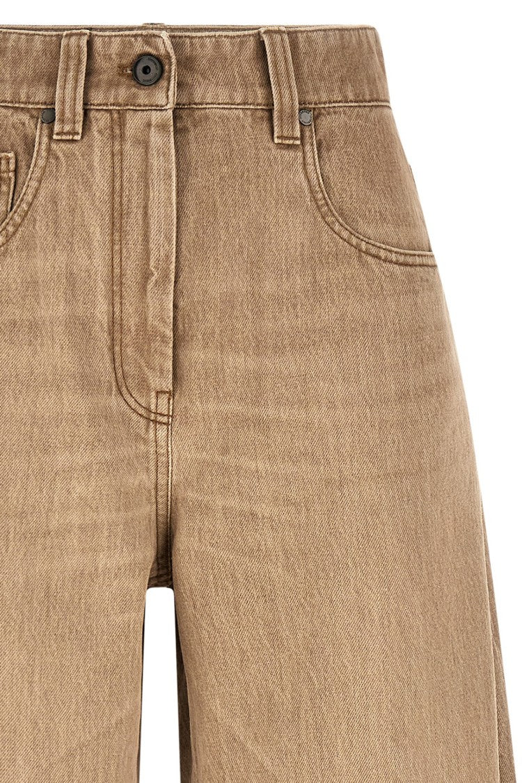 Brunello Cucinelli 'Wide' Vintage Effect Denim Jeans