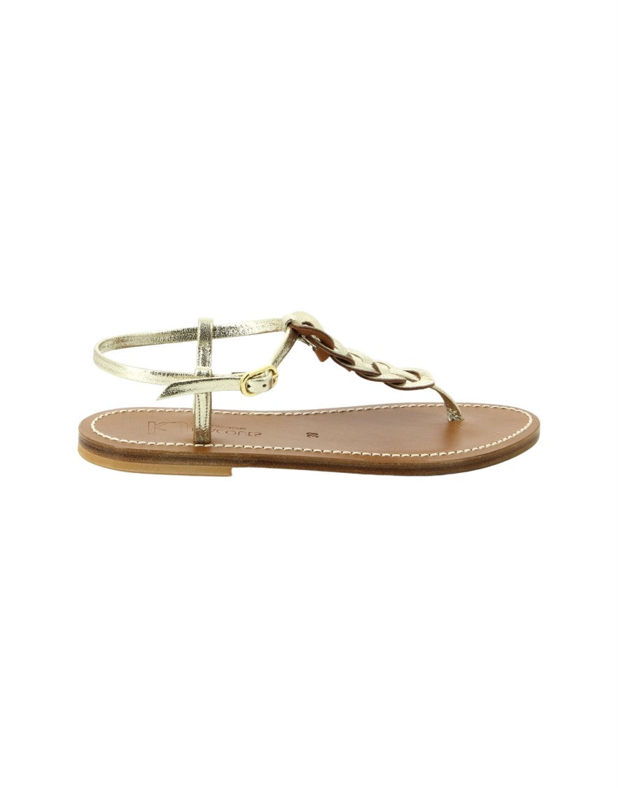 K Jacques St Tropez Braided Thong Sandals In Metallic Finish