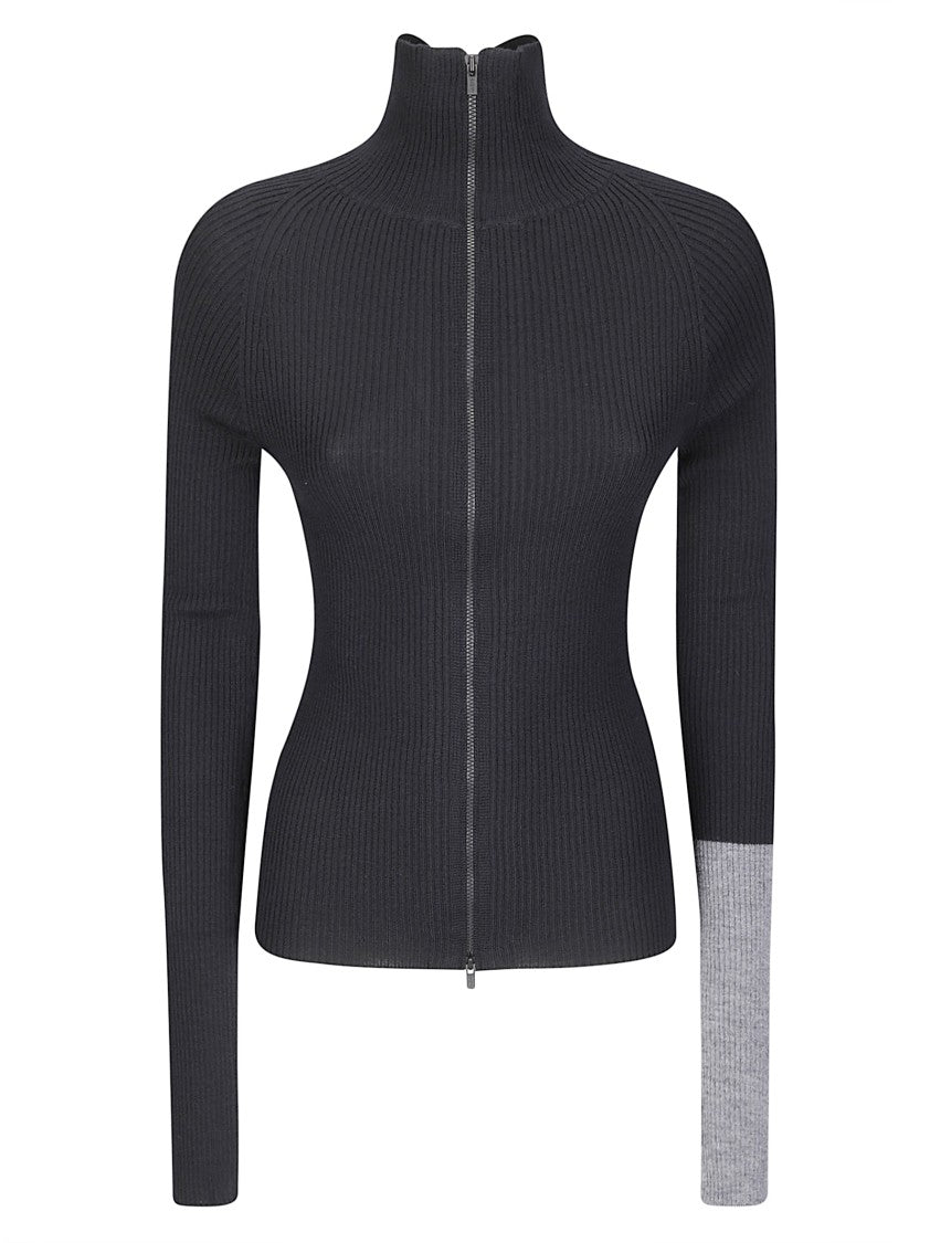 Yohji Yamamoto Color Combi High-Neck Zip-Up Sweater