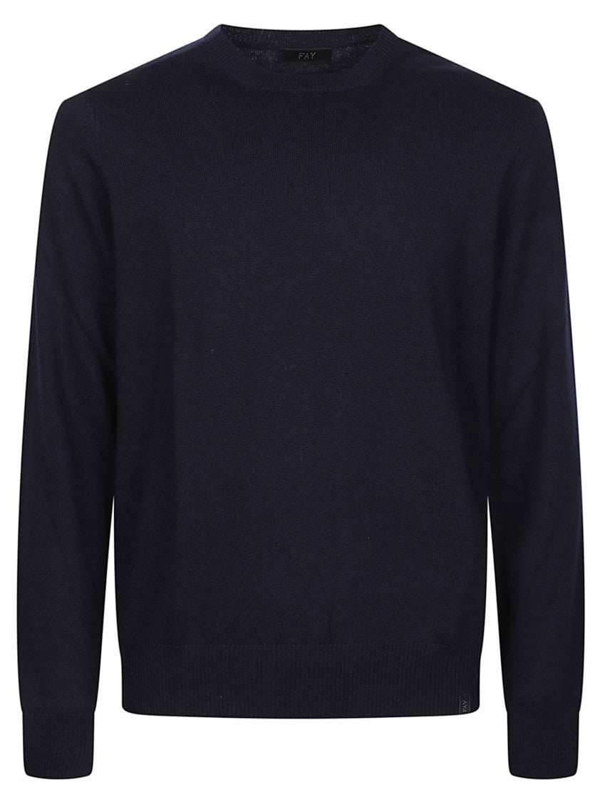 Fay Classic Fine-Knit Crewneck Virgin Wool Sweater