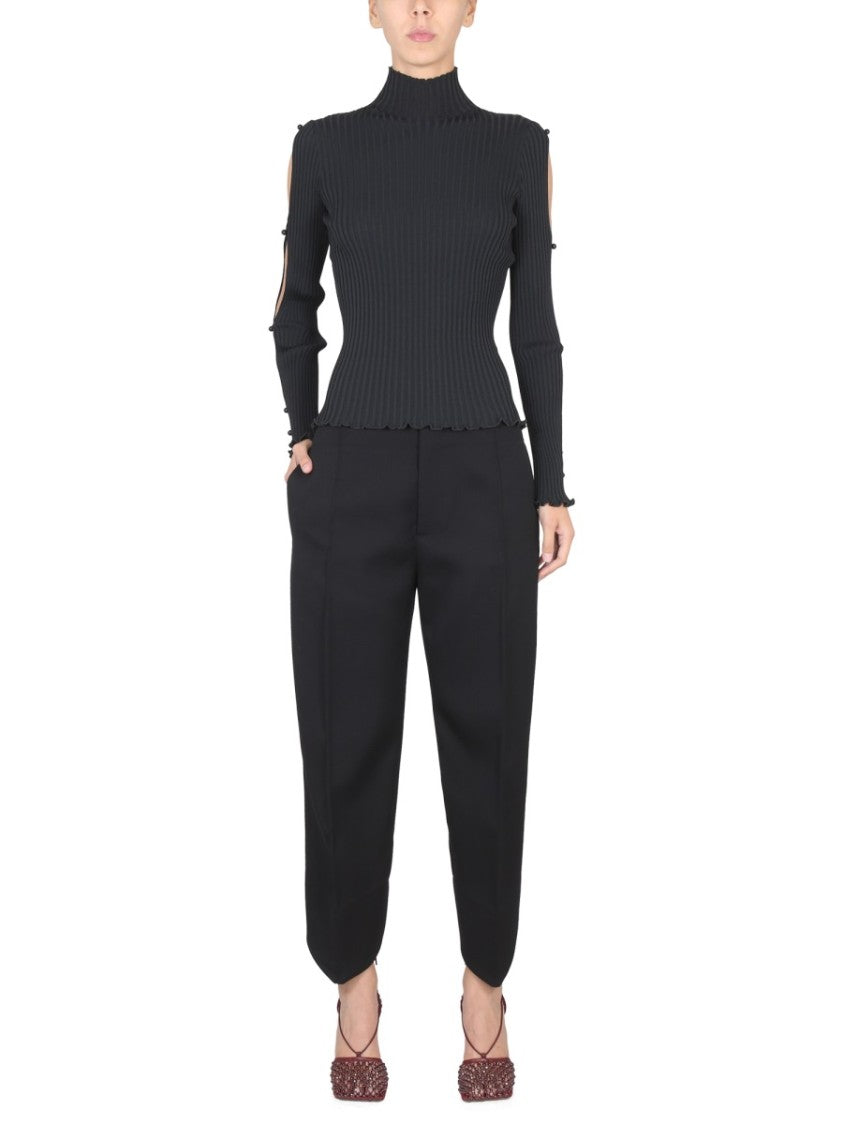 Bottega Veneta High Neck Turtleneck Sweater With Textured Knit Design