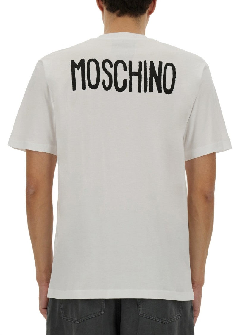 Moschino Relaxed Fit White T-Shirt With Bold Message Print