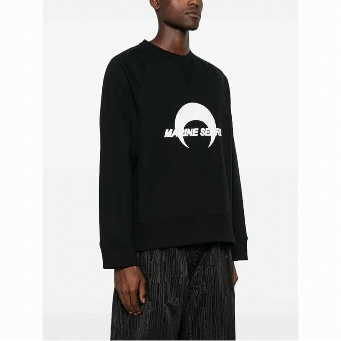 Marine Serre Long-Sleeve Crewneck Sweatshirt With Crescent Moon Graphic