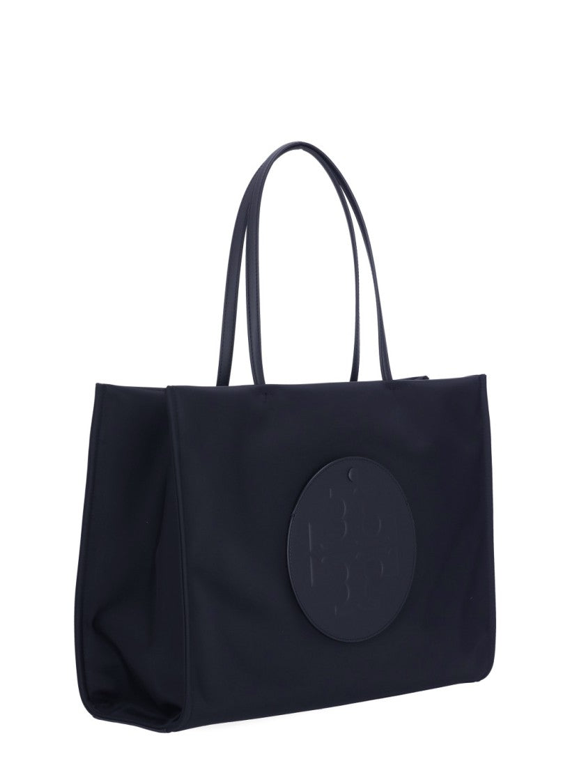 Tory Burch Rectangular Deep Blue Synthetic Leather Shopping Bag