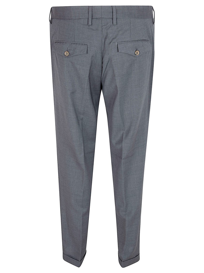 Myths Tailored Medium Grey Trousers With Classic Waistband And Cuffed Hems