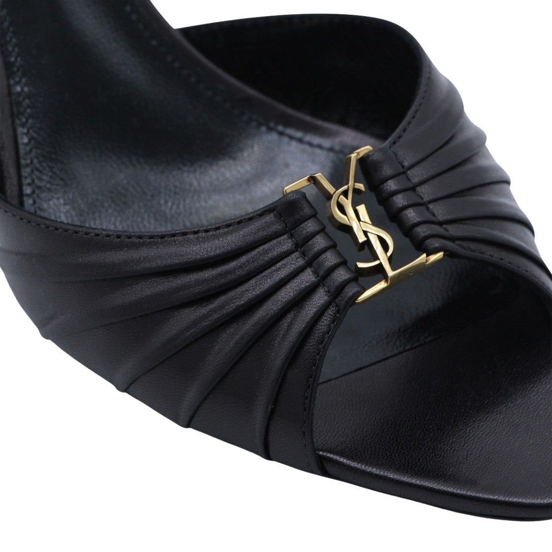 Saint Laurent Open-Toe Gathered Leather Sandals