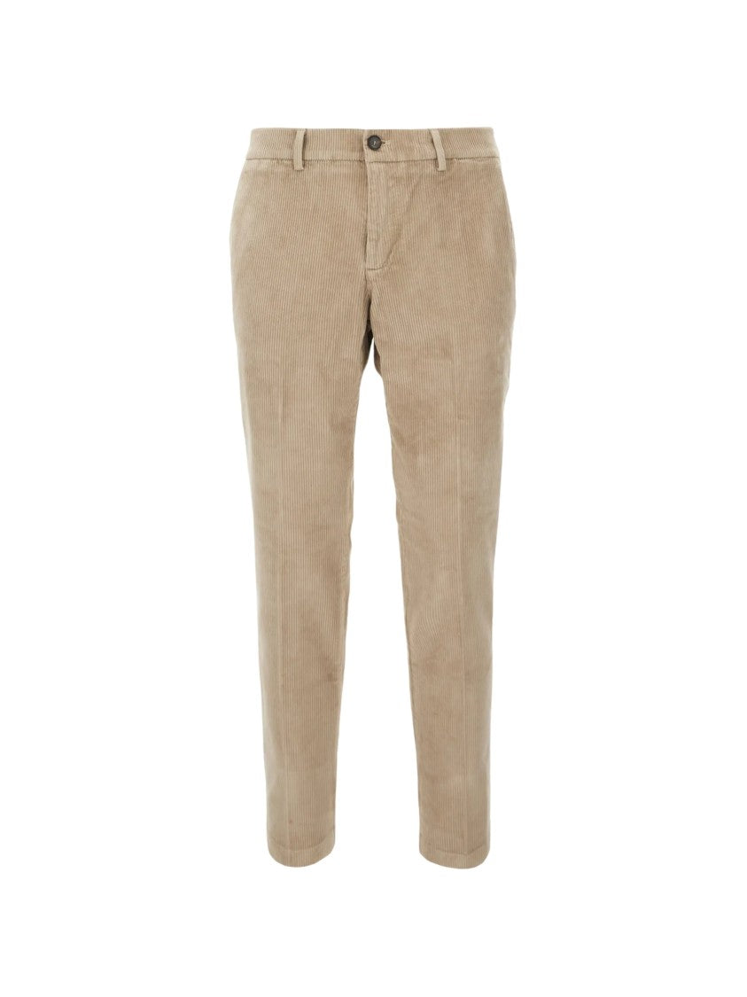 Cruna Warm Beige Corduroy Straight-Leg Pants