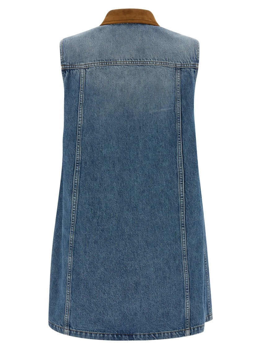 Versace Medium Stone Washed Cotton Denim Mini Dress