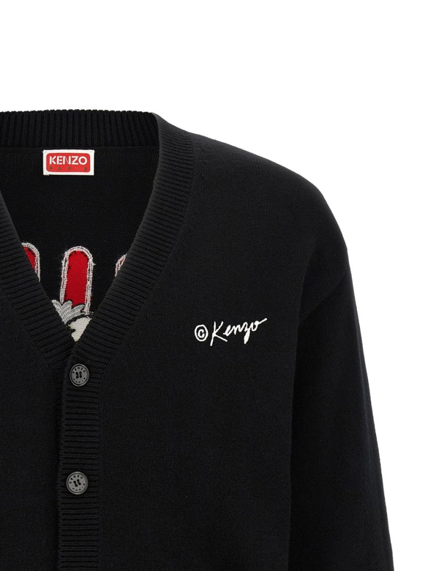 Kenzo Button-Up Black Cardigan Sweater