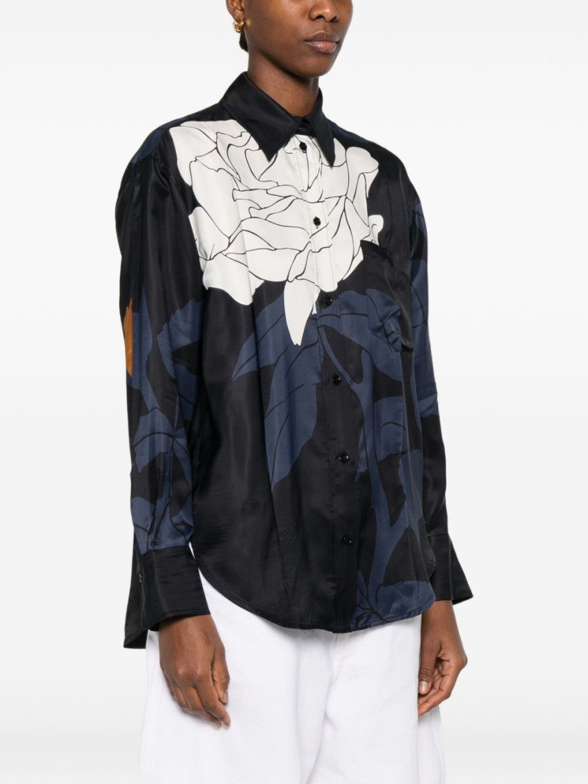 Victoria Beckham Oversized Twill Shirt With Floral Pattern