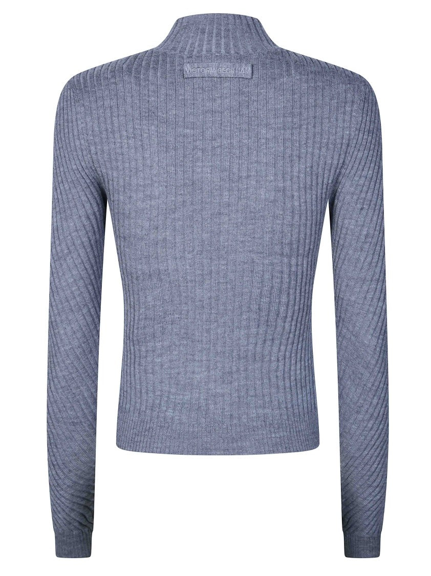 Victoria Beckham Georgia Ribbed Chevron Cropped Jumper