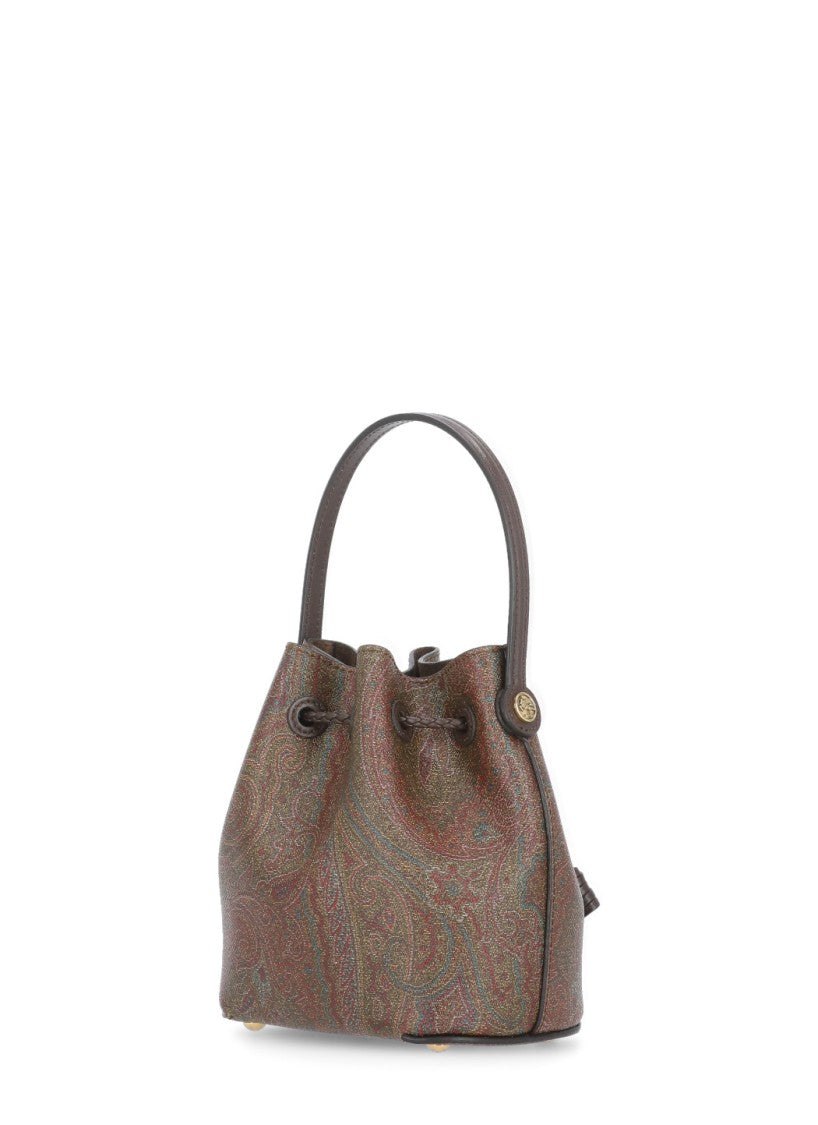 Etro Brown Cotton Blend Bucket Bag