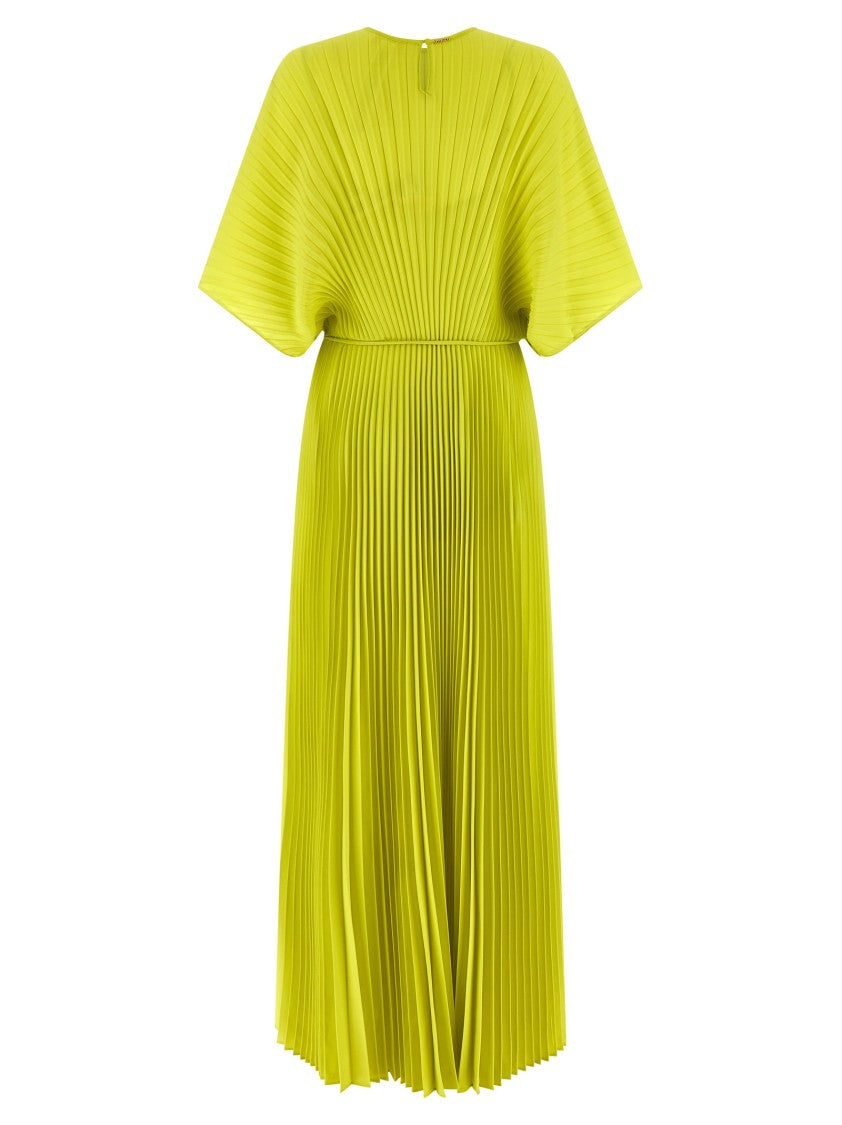 Twin-Set Empire Waist Pleated Crepe De Chine Midi Dress