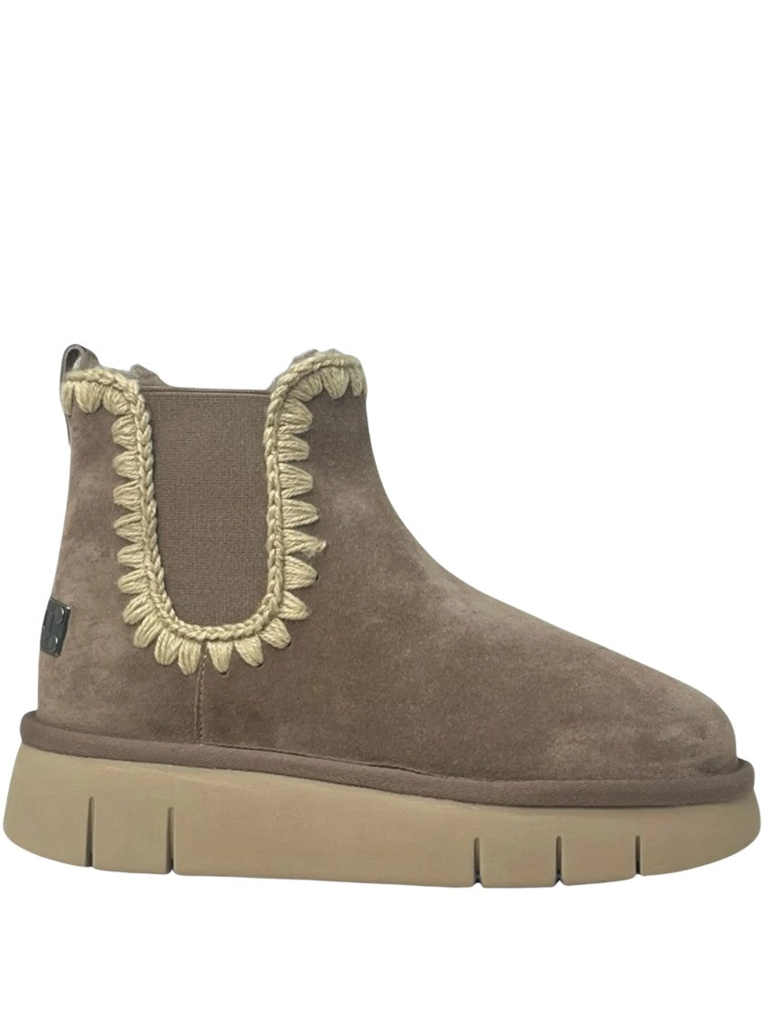 Mou Brown Bounce Suede Platform Ankle Boots