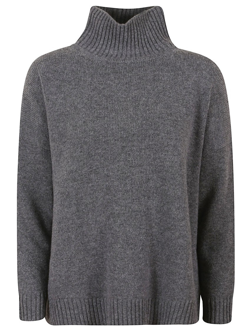 Max Mara High Ribbed Turtleneck Wool Sweater With Relaxed Fit