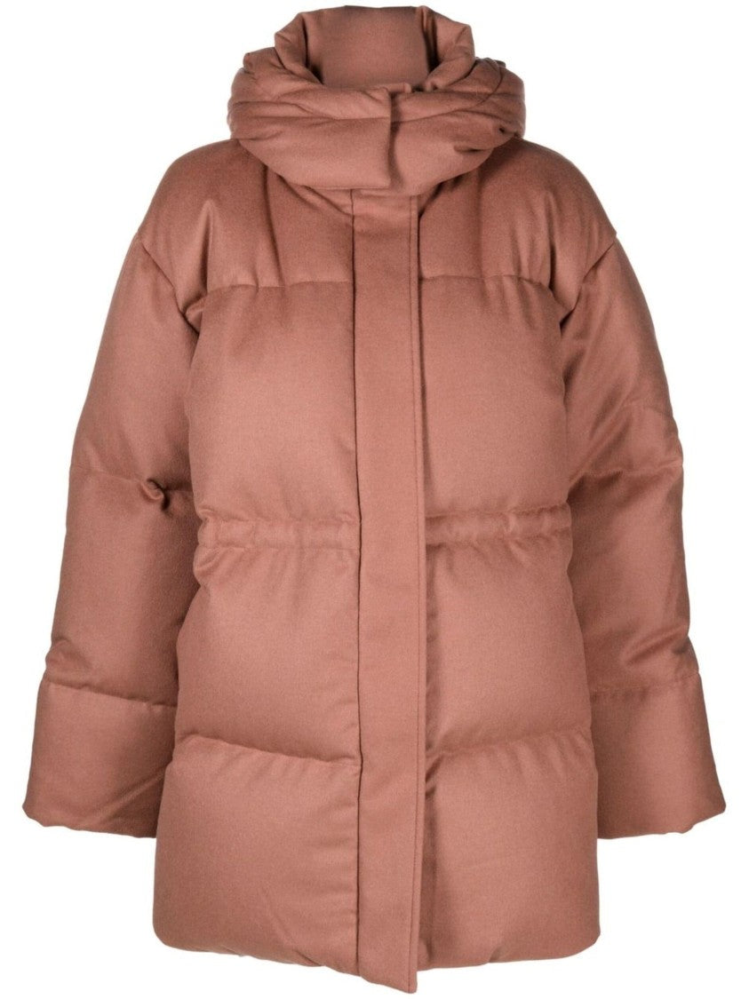 Joseph Boxy Beige Puffer Jacket With High Collar And Concealed Closure