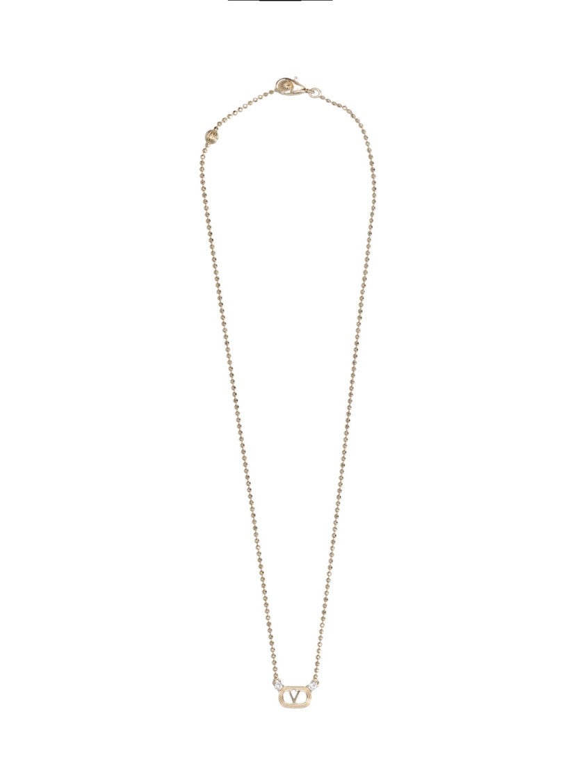 Valentino Garavani Gold Vlogo Crystal Link Necklace