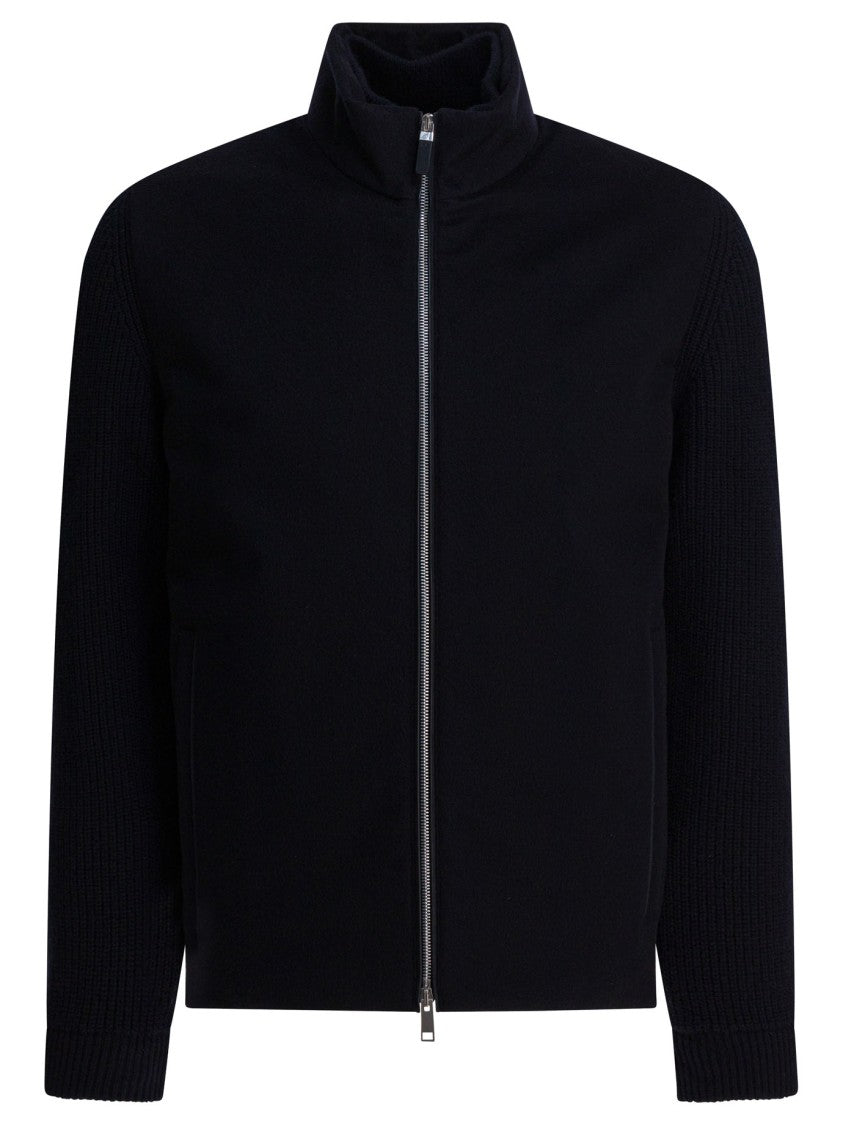 Zegna Minimalist Black Cashmere Blend Casual Jacket