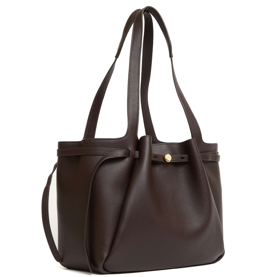 Tory Burch Romy Shopping Bag In Dark Brown Leather