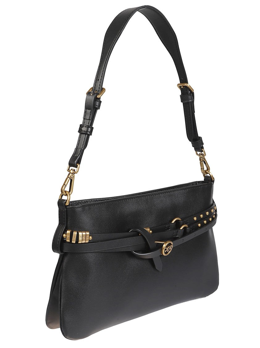 Pinko Belt Mini Bag Black Calf Leather Shoulder Bag