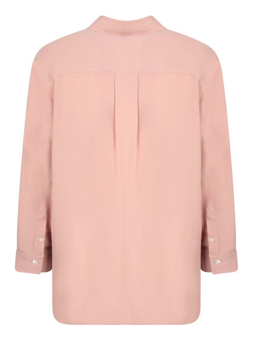 Incotex Refined Pink Silk-Blend Crepe Blouse