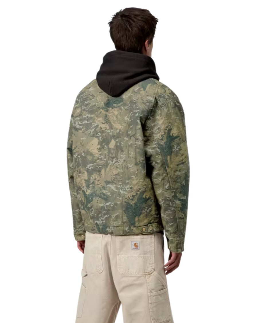 Carhartt Wip Camo Combi Green Stone Washed Dearborn Canvas Og Detroit Jacket