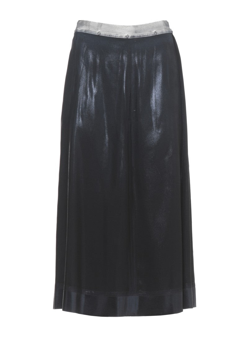Maison Margiela Black Satin Midi Skirt With Iconic Four Stitches Detail