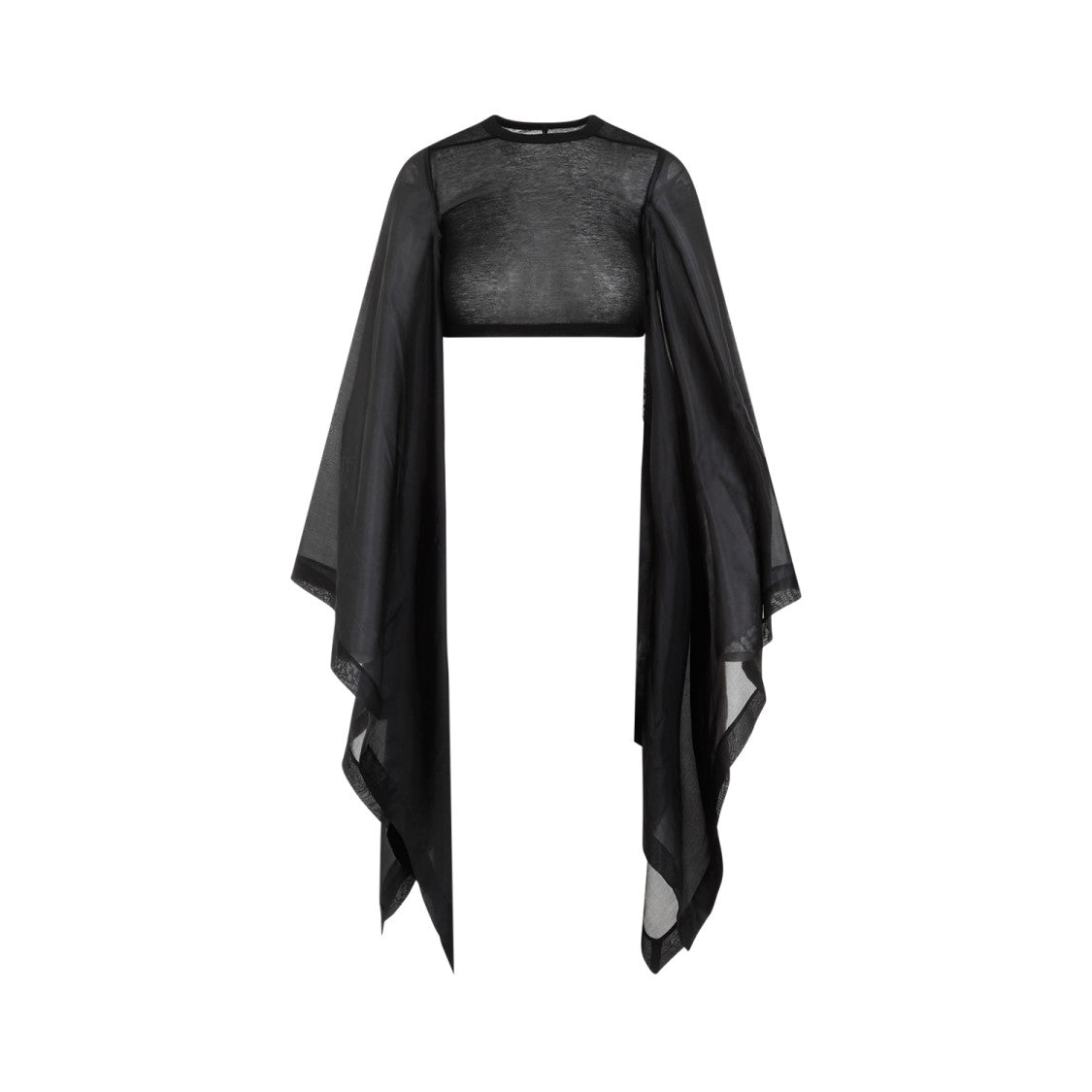 Rick Owens Flag Crop Habotai Black Cotton Silk Top
